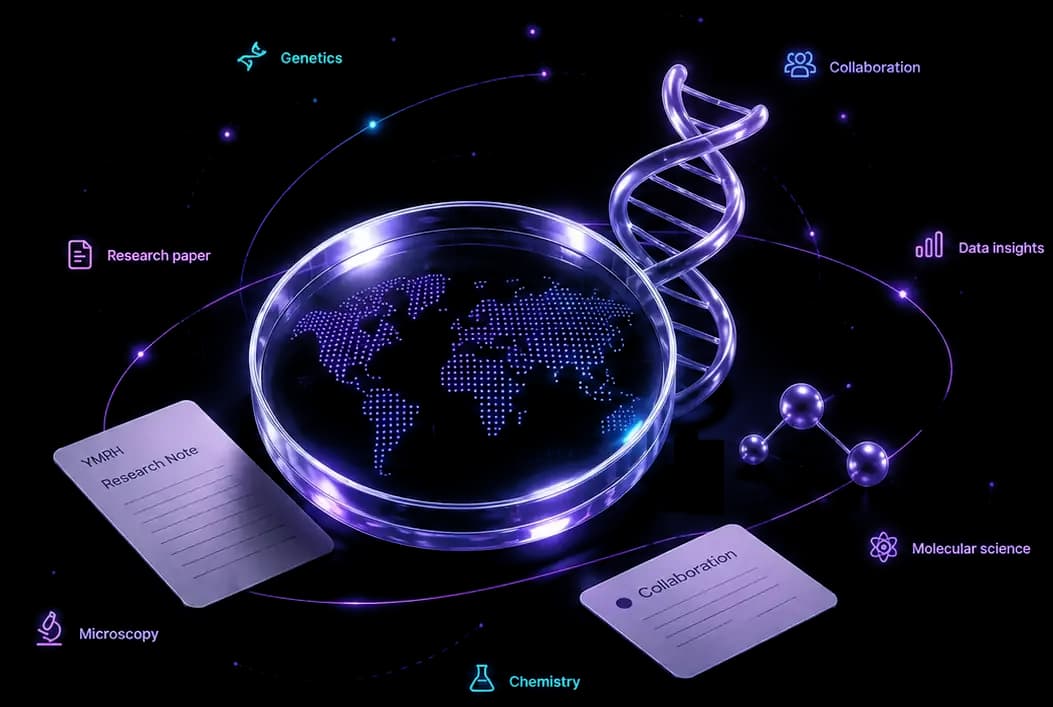 Global medical research network illustration